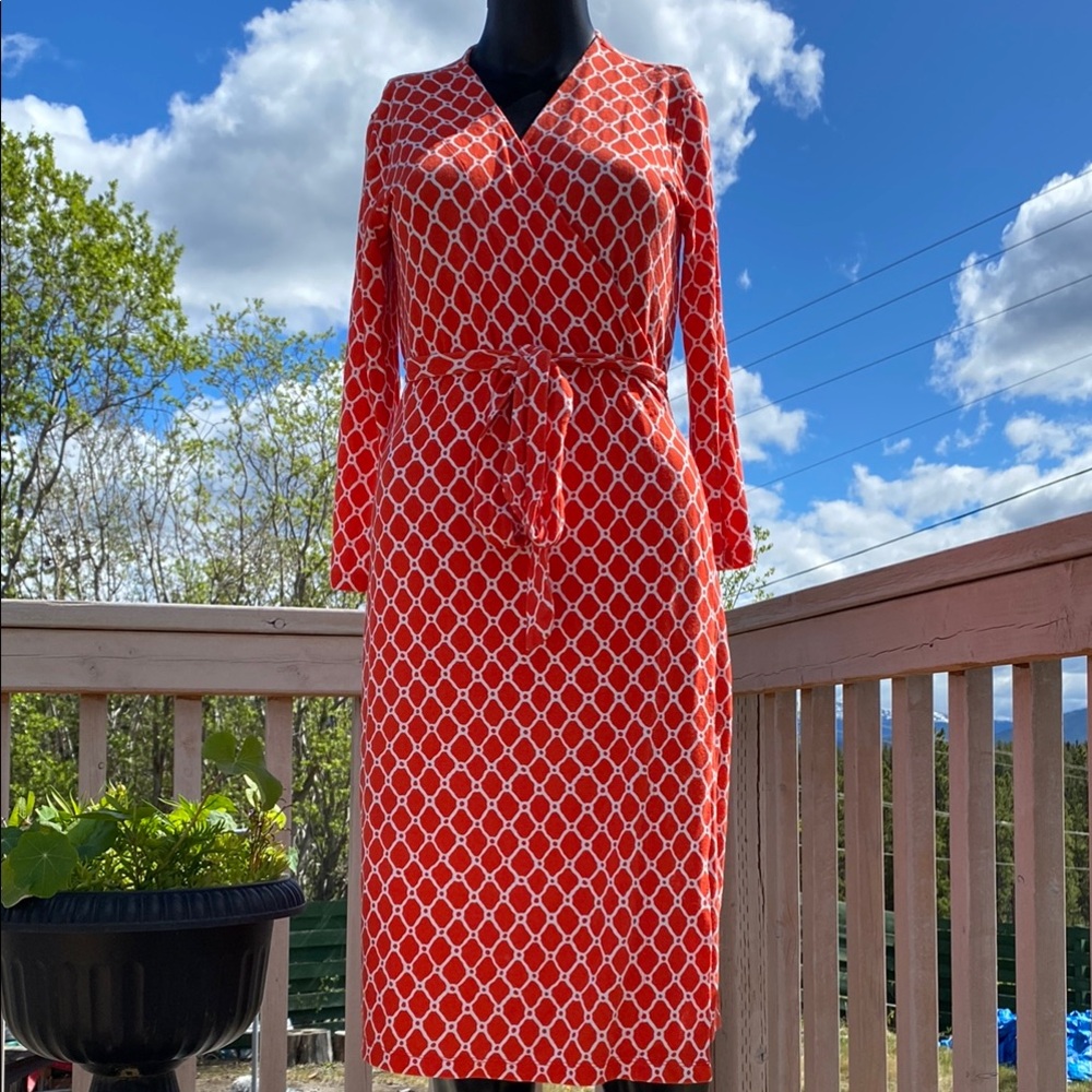 GAP Red and White Long Sleeve Dress
